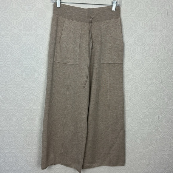 Nap Heverly Ann Set Matching Loungewear Wool Blend Tan Cream Neutrals Wide Leg - Picture 12 of 16